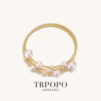 Pearls on Golden Chain Bracelet - TRPOPO