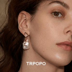 Plated Baroque Pearl Drop Earrings with Shell - TRPOPO