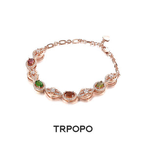 Rainbow Gem Rose Chain Bracelet - TRPOPO
