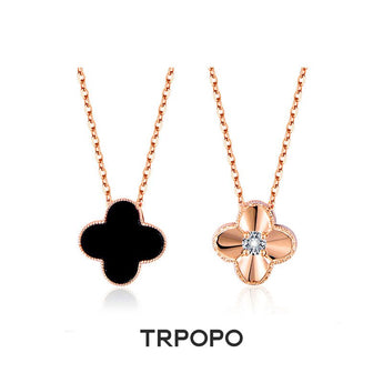Reversible Clover Agate Necklace - TRPOPO