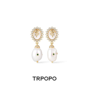 Rose Baroque Pearl Drop Earrings - TRPOPO