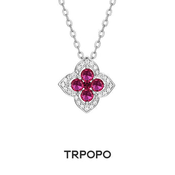 Rose Pink Blossom Halo Necklace - TRPOPO