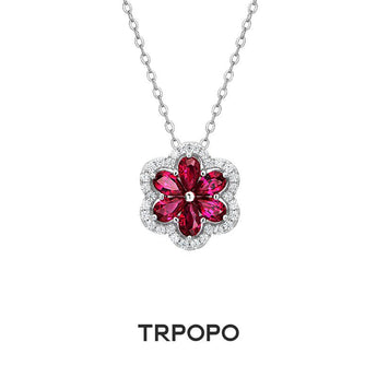 Ruby Blossom Flower Necklace - TRPOPO