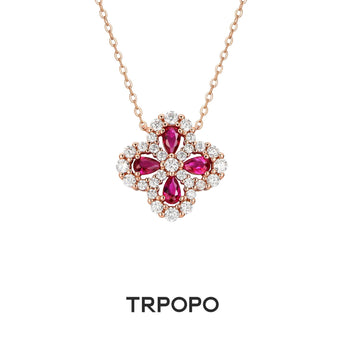 Ruby Cross Blossom Necklace - TRPOPO