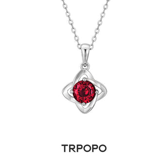 Ruby Interwoven Halo Necklace - TRPOPO