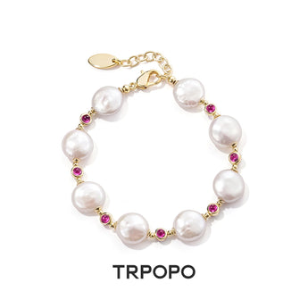 Ruby - Kissed Baroque Pearl Bracelet - TRPOPO