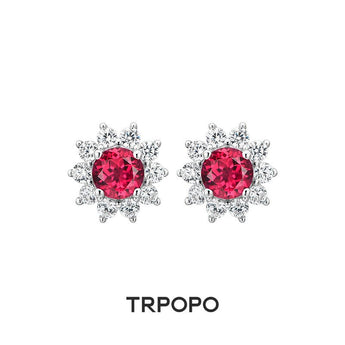 Ruby Sunflower Stud Earrings - TRPOPO