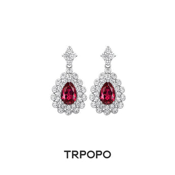 Ruby Teardrop Diamond Crown Earrings - TRPOPO
