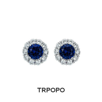 Sapphire Sunburst Stud Earrings - TRPOPO