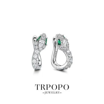 Serpent Green - Eye Full Diamond Earrings - TRPOPO
