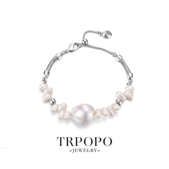 Silver - Accompanied Pearl Bracelet - TRPOPO