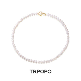 Smooth Round Pearl Necklace with Gold Clasp - TRPOPO