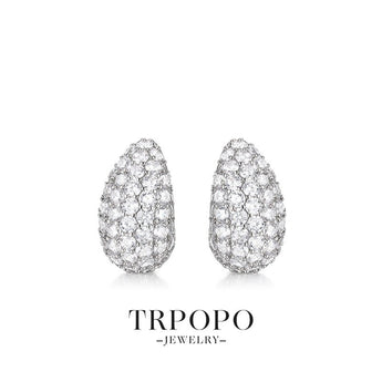 Sparkling Pea Shaped Stud Earrings - TRPOPO