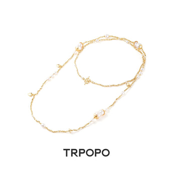 T - Clasp Baroque Pearl Tassel Long Necklace/Sweater Chain - TRPOPO