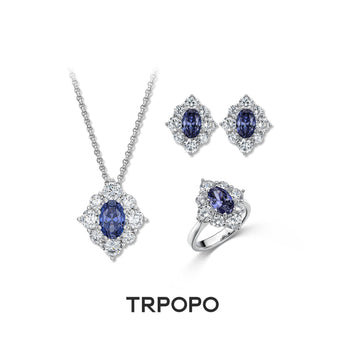 Tanzanite Diamond Three - Piece Jewelry Set - TRPOPO