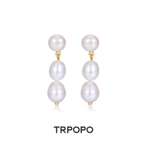 Three - Layer Pearl Earrings - TRPOPO