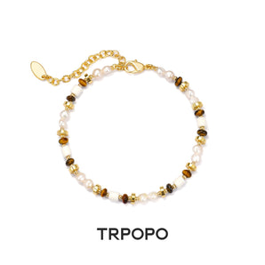Tiger's Eye Baroque Pearl Bracelet - TRPOPO