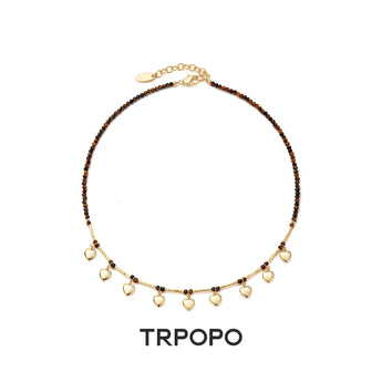 Tiger's Eye Heart Charm Choker - TRPOPO