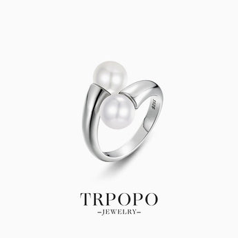 Twin Pearls Moon Ring - TRPOPO
