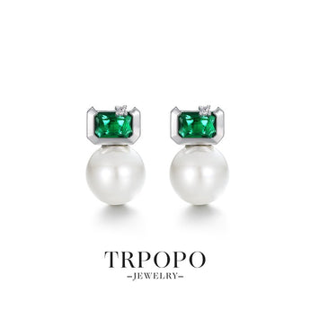 Vintage Style Emerald Pearl Earrings - TRPOPO