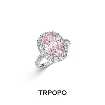 Yellow Diamond Oval Halo Ring - TRPOPO