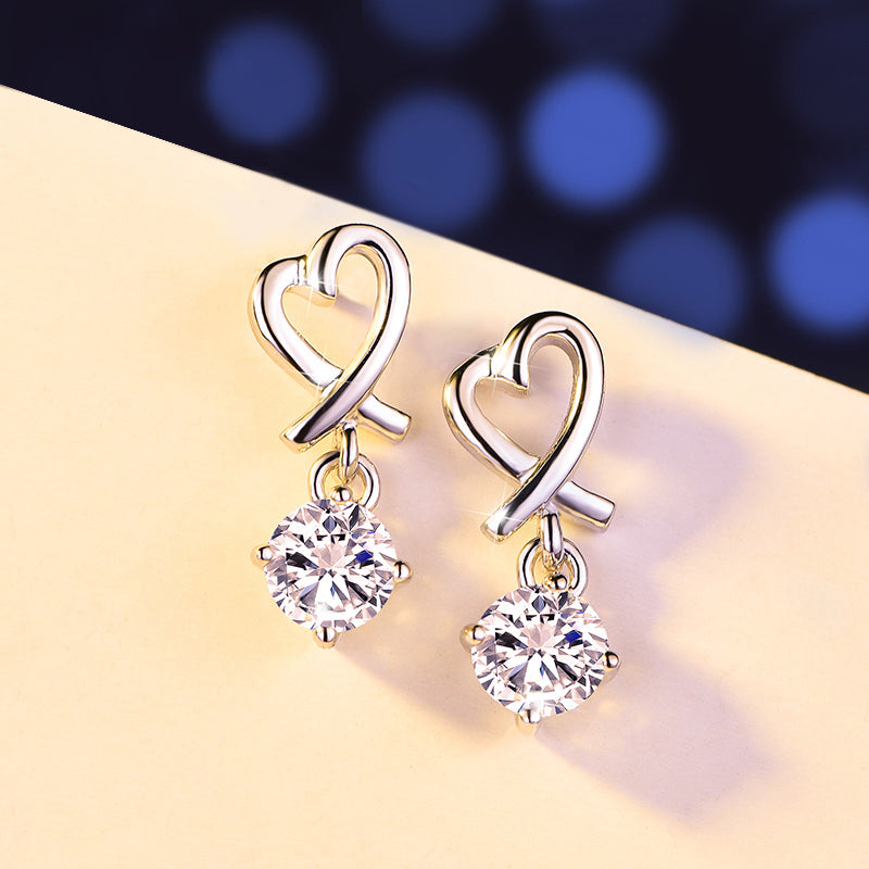 TRPOPO MS Heart Diamond Drop Earrings