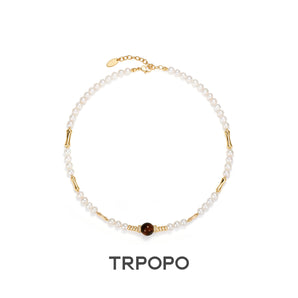 Tiger's Eye Focal Pearl Necklace