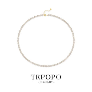 18K Gold Rice Pearl Necklace ≈ 75% Gold - TRPOPO