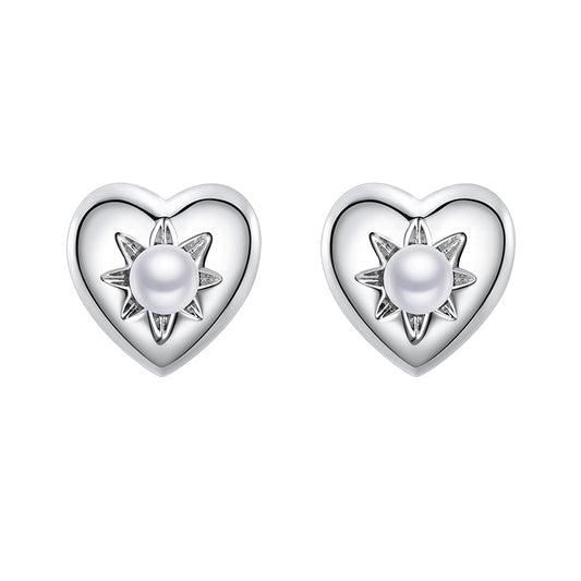 TRPOPO MS Heart Shaped Pearl Earrings