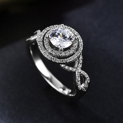 TRPOPO MS Double Row Round Diamond Ring