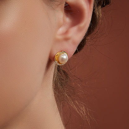 TRPOPO MS Irregular Frame Pearl Earrings