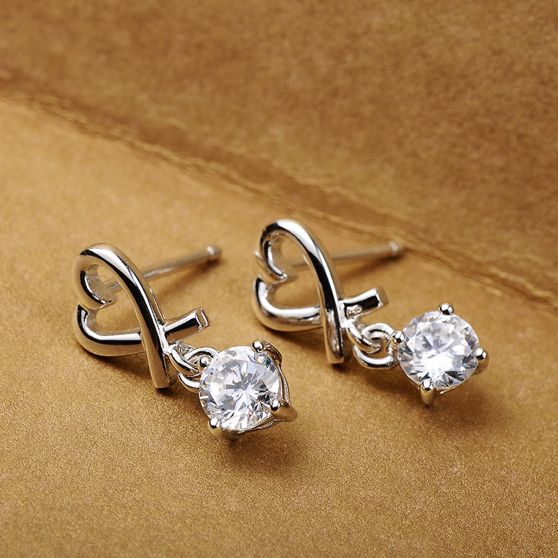 TRPOPO MS Heart Diamond Drop Earrings