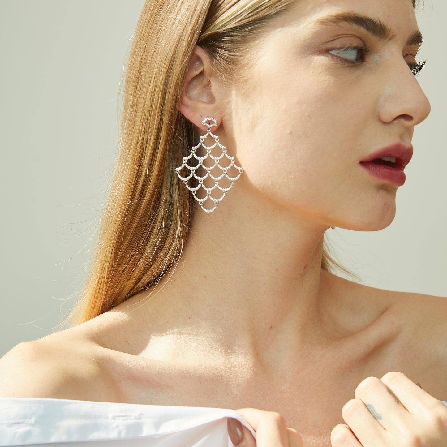 TRPOPO MS Mesh Square Earrings