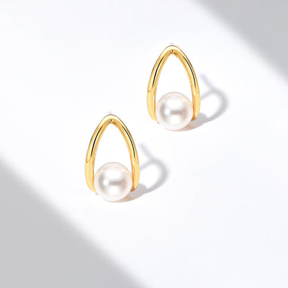 TRPOPO MS Geometric Drop Pearl Earrings