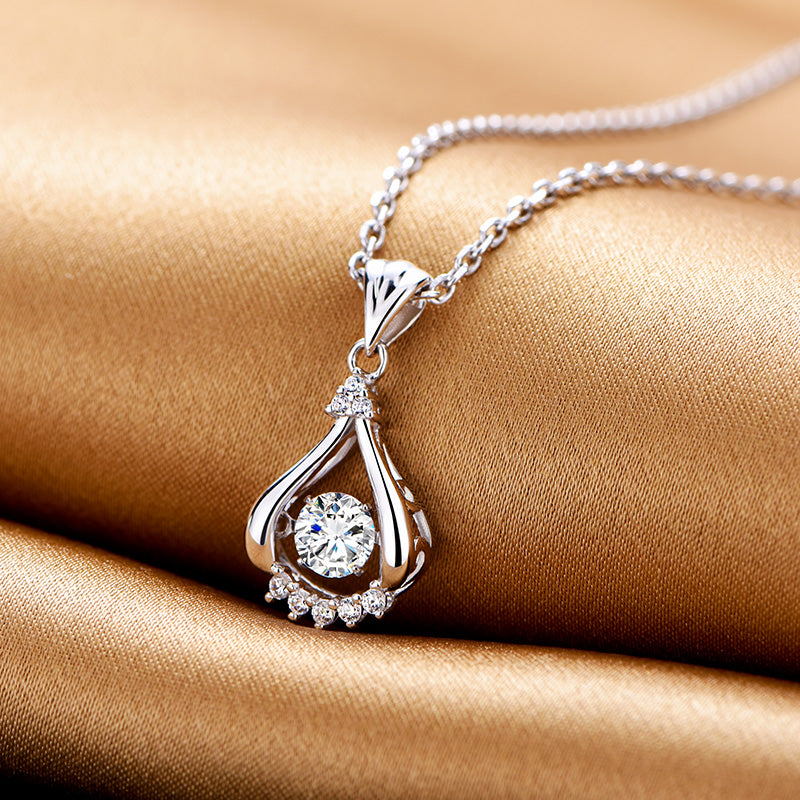 TRPOPO MS Drop Pendant Necklace with Diamonds