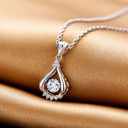 TRPOPO MS Drop Pendant Necklace with Diamonds