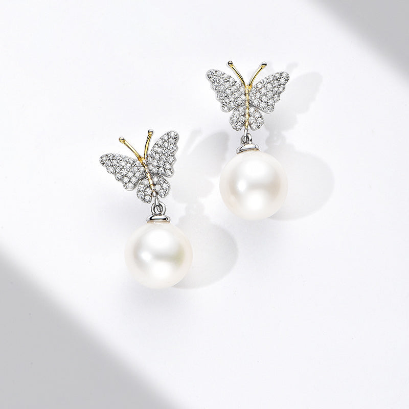 TRPOPO MS "Flying Butterflies" Pearl Earrings