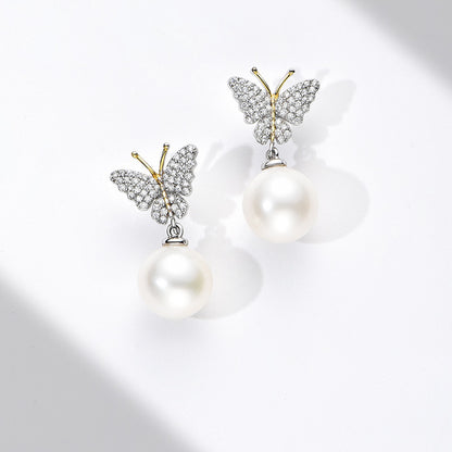 TRPOPO MS "Flying Butterflies" Pearl Earrings