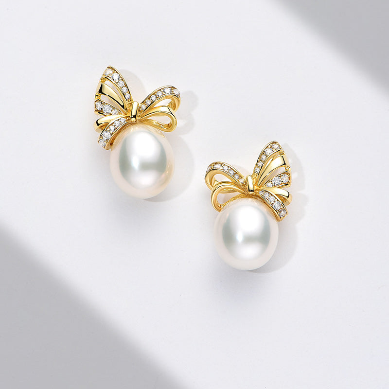 TRPOPO MS Bow Pearl Earrings