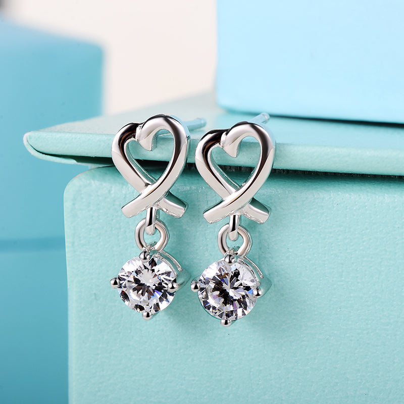 TRPOPO MS Heart Diamond Drop Earrings