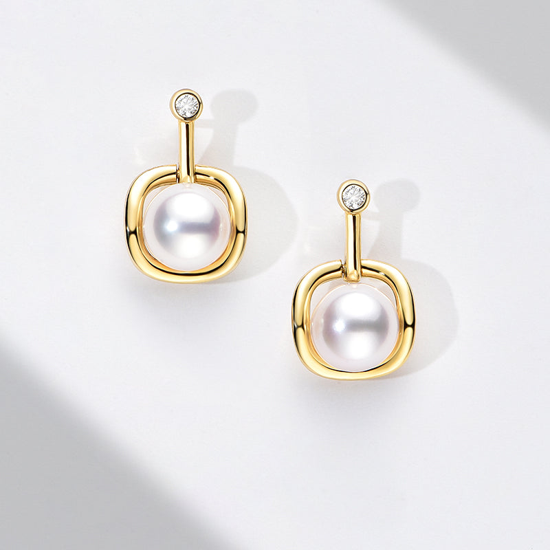 TRPOPO MS Square Frame Pearl Earrings