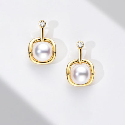 TRPOPO MS Square Frame Pearl Earrings