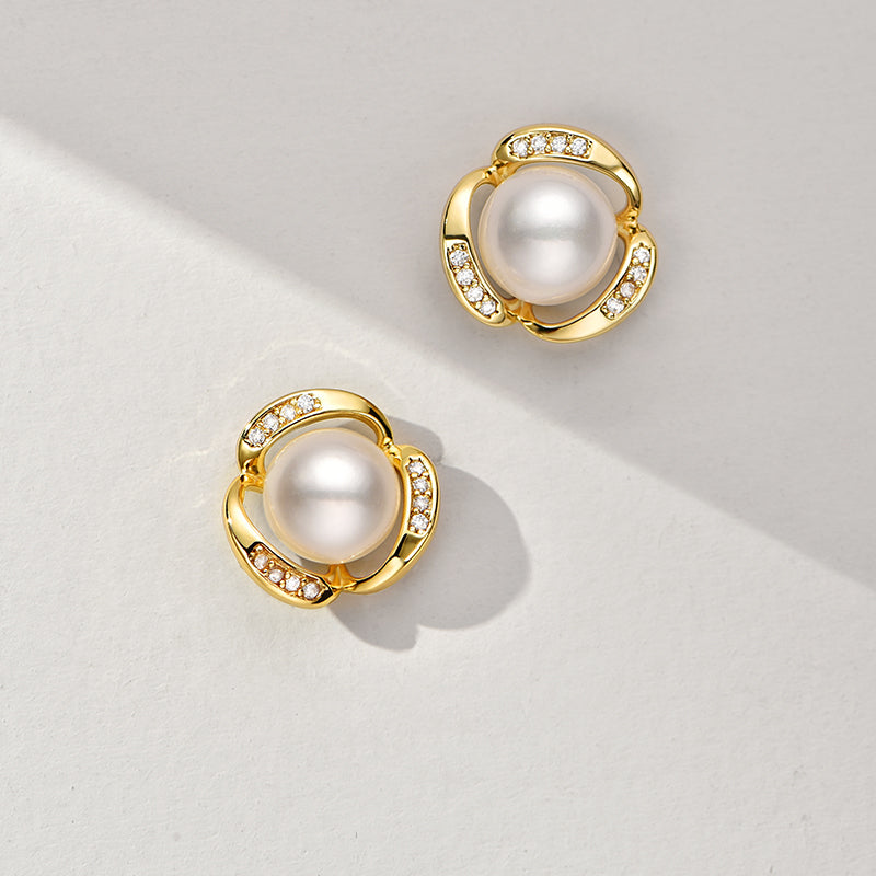 TRPOPO MS Irregular Triple Wrap Pearl Earrings