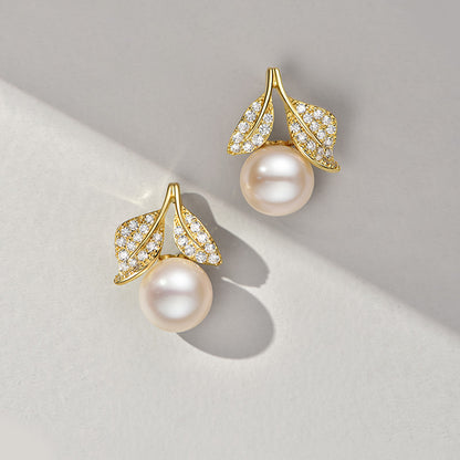 TRPOPO MS Leaf Bud Pearl Earrings