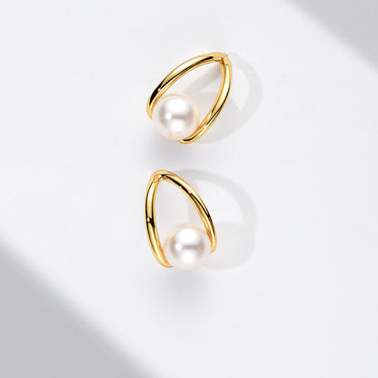 TRPOPO MS Geometric Drop Pearl Earrings