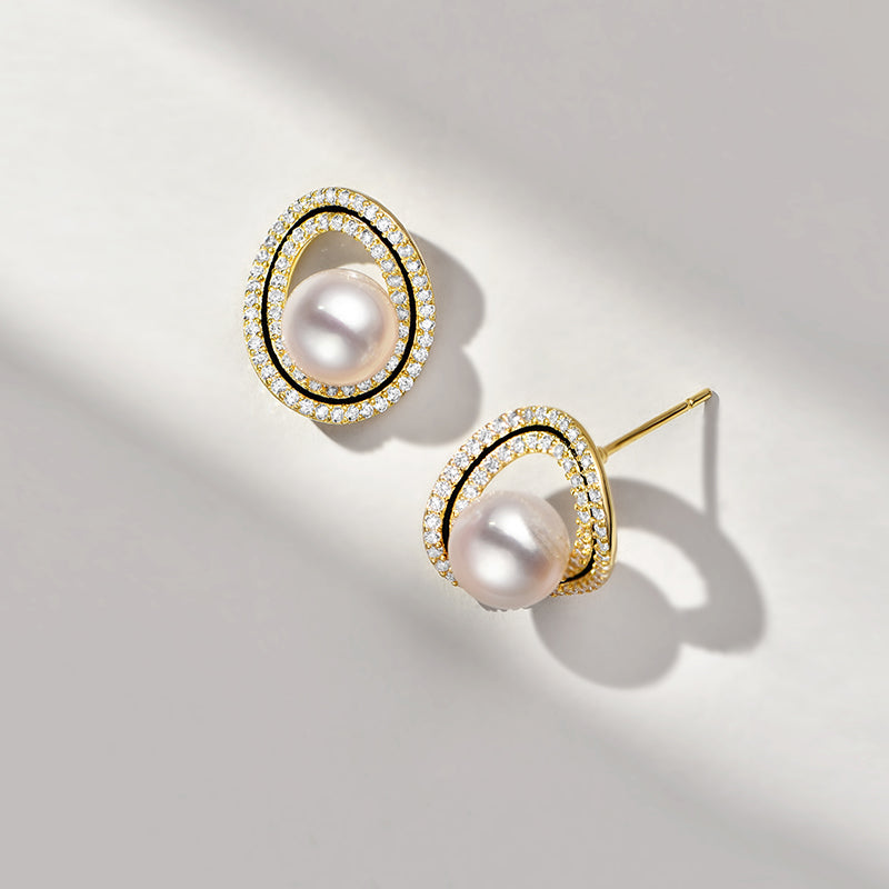 TRPOPO MS Egg Hoop Pearl Earrings