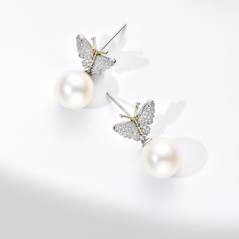 TRPOPO MS "Flying Butterflies" Pearl Earrings