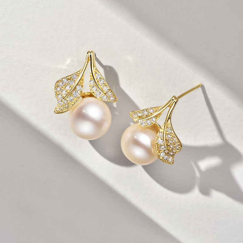 TRPOPO MS Leaf Bud Pearl Earrings