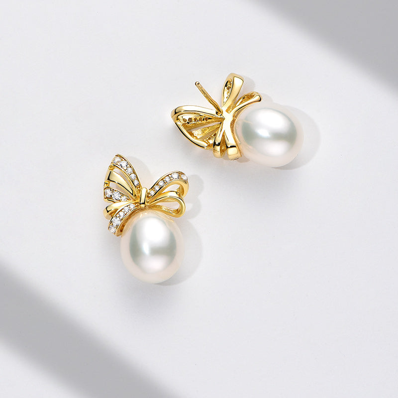 TRPOPO MS Bow Pearl Earrings