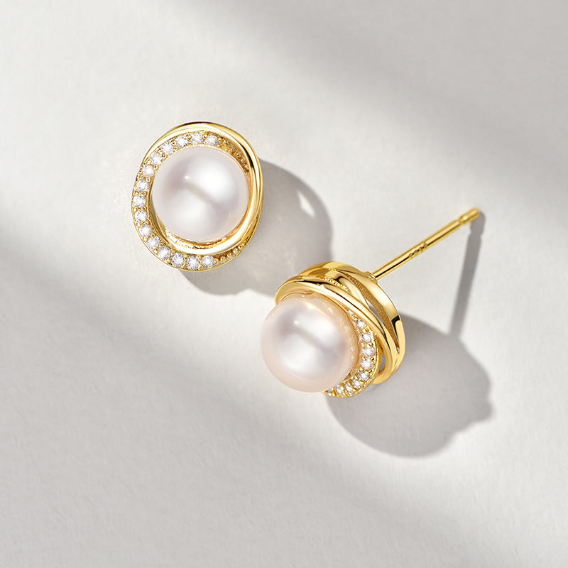 TRPOPO MS Irregular Frame Pearl Earrings